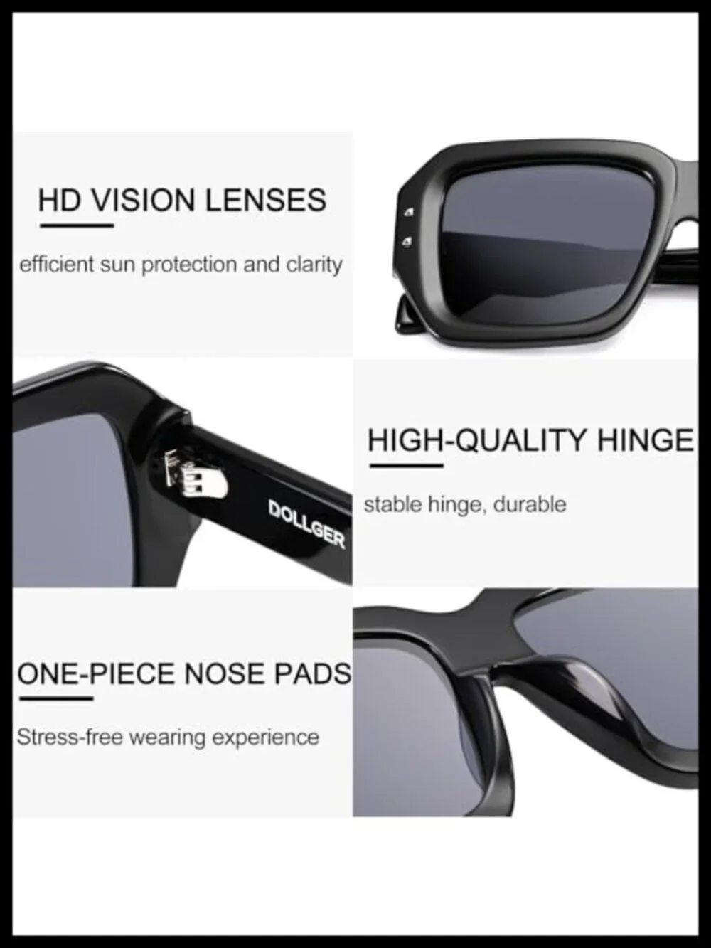 Oversized Polarized Sunglasses Retro Square TAC UV400 Protection